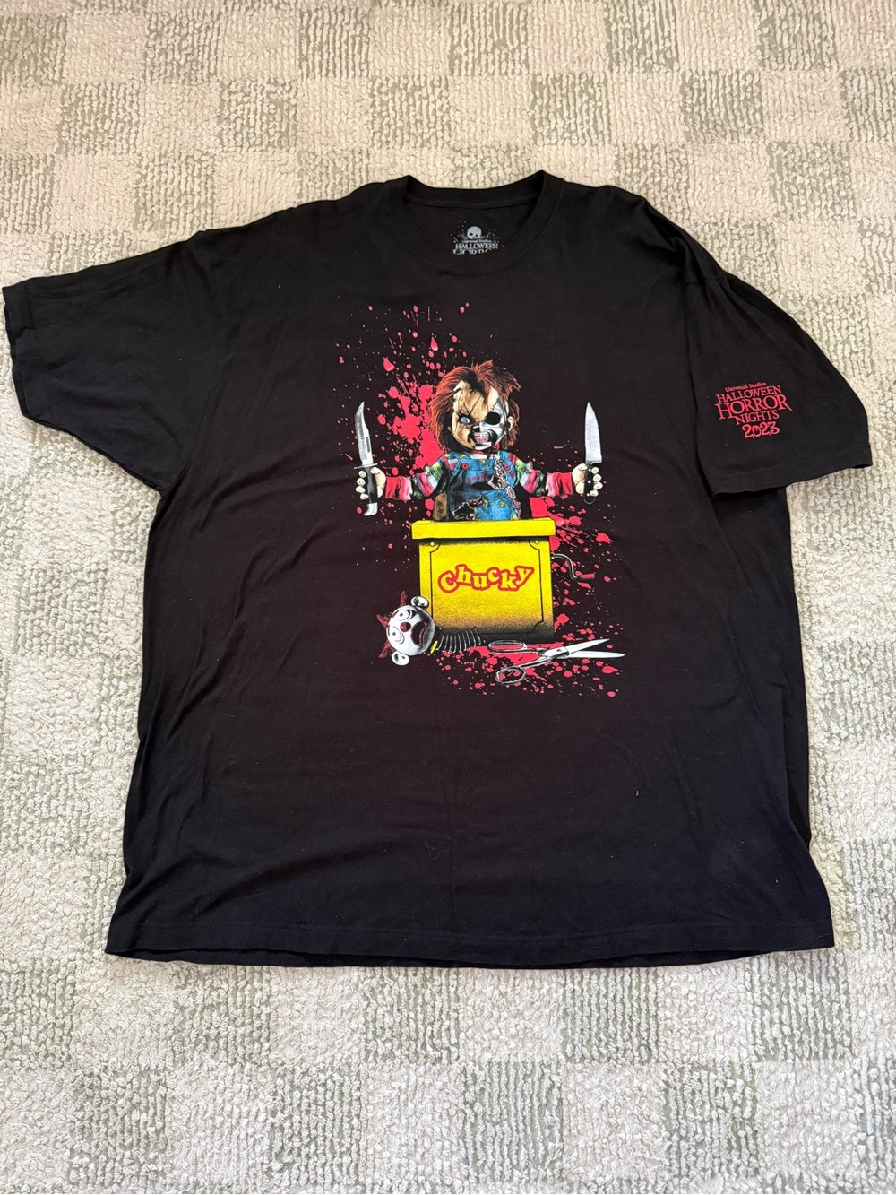 2023 Halloween Horror Nights Chucky Black Graphic Tee